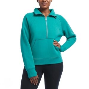 Danskin Half Zip Sweatshirt Green Soft Pullover Top Small Cozy Colorful NWT